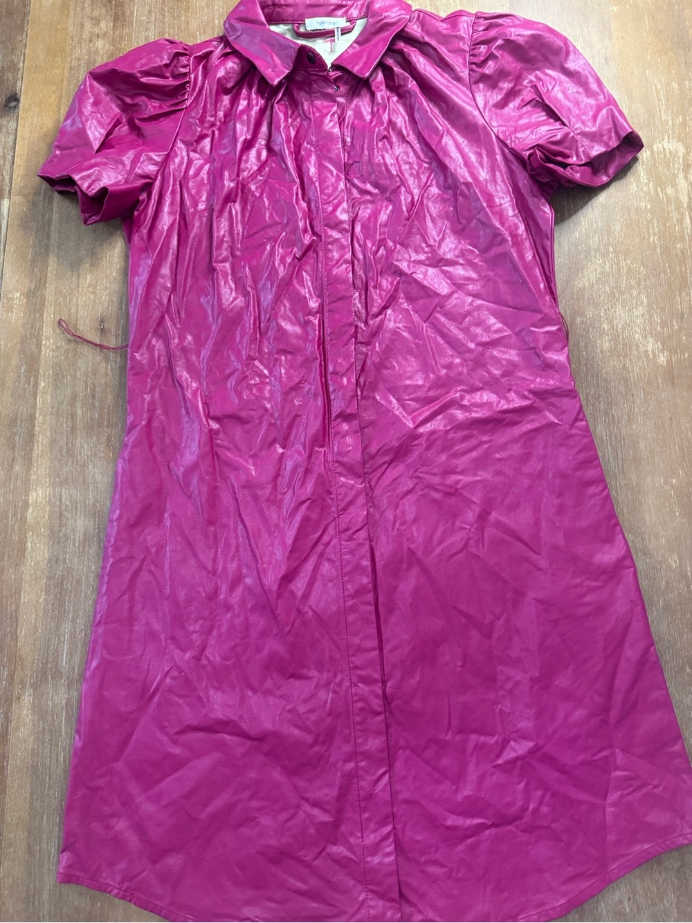 Tyler Boe Fuchsia Puff Sleeve Shirt Dress